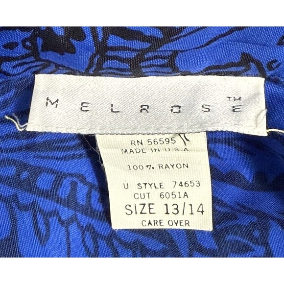 Women's Boho Artsy Blue Botanical Print Midi Skirt Flowy A-Line Tropical 13/14 - Picture 5 of 8